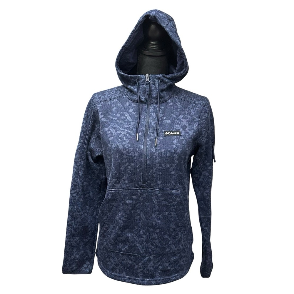Columbia Pullover Heath Blue Aztec Women's Size S 1/2 Zip Hoodie Sweater Jacket
